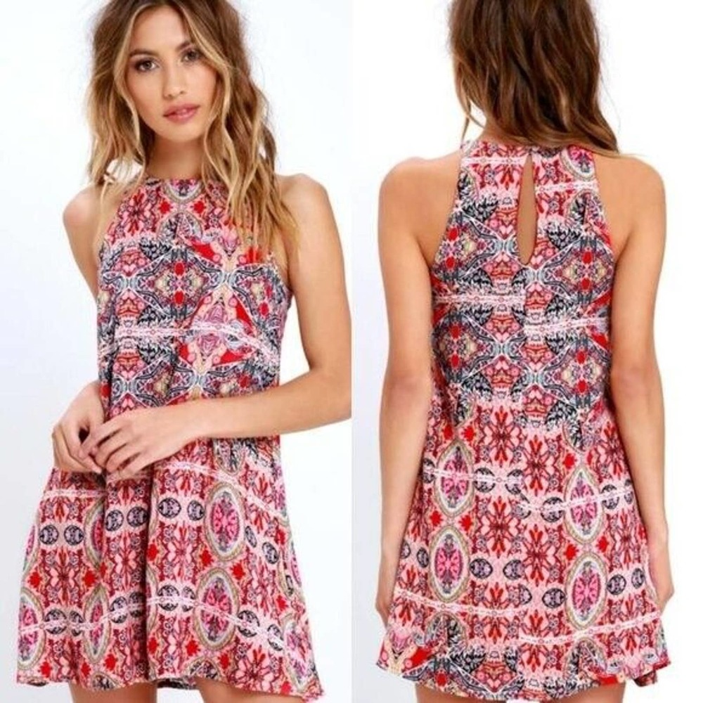 Lulus Design Major Swing Print Dress D87321 Sz Small